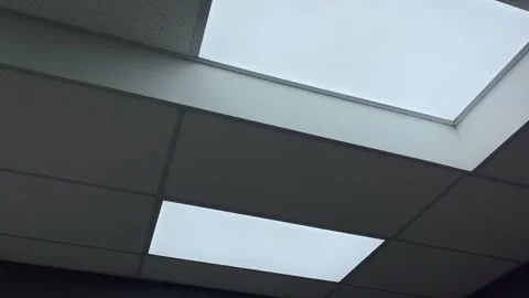 Background empty interior office room white light ceiling view tilt up shot Stock Footage 248490297