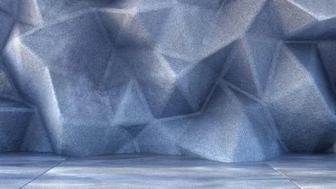 Background empty interior wall with stone texture, floor and relief wall. 3d  Stock Illustration