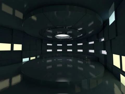 Background of an empty room with walls and neon light. Neon rays and glow. 3D Stock Illustration