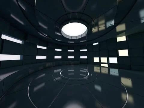 Background of an empty room with walls and neon light. Neon rays and glow. 3D Stock Illustration