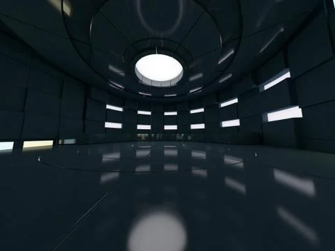 Background of an empty room with walls and neon light. Neon rays and glow. 3D Stock Illustration