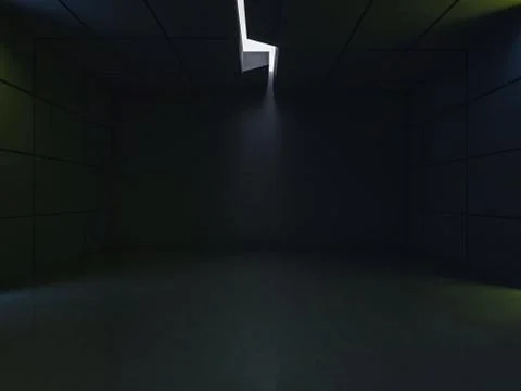 Background of an empty room with walls and neon light. Neon rays and glow. 3D Stock Illustration