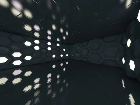 Background of an empty room with walls and neon light. Neon rays and glow. 3D Stock Illustration