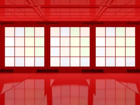 Background of an empty room with walls and neon light. Neon rays and glow. 3D 스톡 일러스트