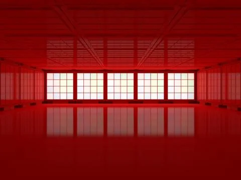Background of an empty room with walls and neon light. Neon rays and glow. 3D Stock Illustration