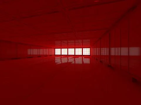 Background of an empty room with walls and neon light. Neon rays and glow. 3D Stock Illustration