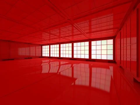 Background of an empty room with walls and neon light. Neon rays and glow. 3D Stock Illustration