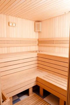 Background of empty sauna room Stock Photos