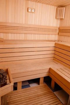 Background of empty sauna room Stock Photos