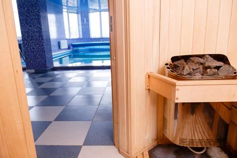 Background of empty sauna room Stock Photos