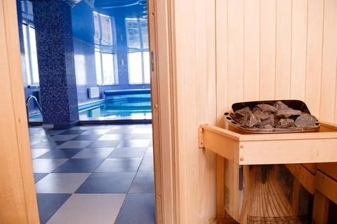 Background of empty sauna room Stock Photos