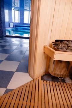 Background of empty sauna room Stock Photos