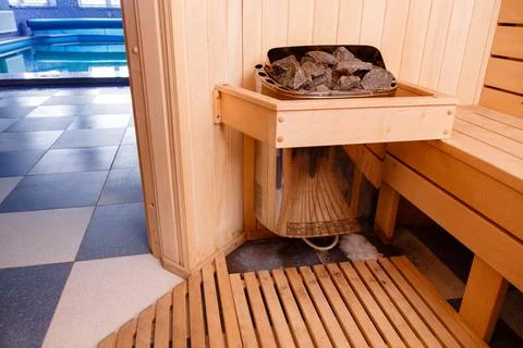 Background of empty sauna room Stock Photos