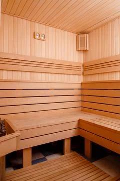 Background of empty sauna room Stock Photos