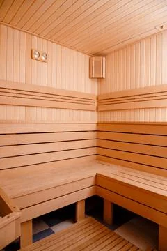 Background of empty sauna room Stock Photos