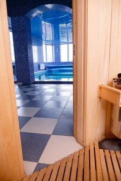 Background of empty sauna room Stock Photos