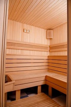 Background of empty sauna room Stock Photos