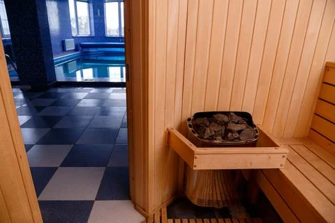Background of empty sauna room Stock Photos