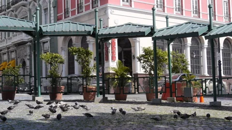 Background - empty small artizan plaza in Old San Juan Stock Footage 60678189