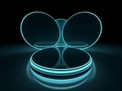 Background of an empty space and neon light. Neon rays and glow. 3D Stock Illustration