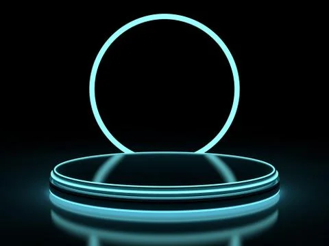 Background of an empty space and neon light. Neon rays and glow. 3D Stock Illustration