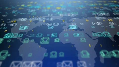 Background with envelopes. Digital background with flying envelopes. Video stock 120087626