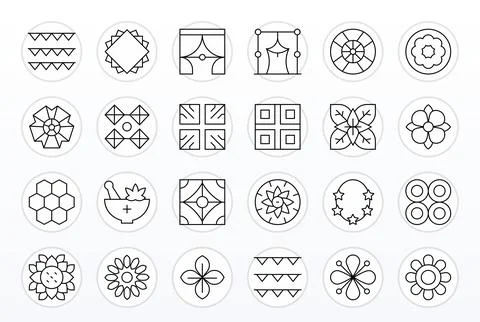 Background Essential Vector Set including 24 Pixel Optimized Thin Line 256x.. Illustrazione stock