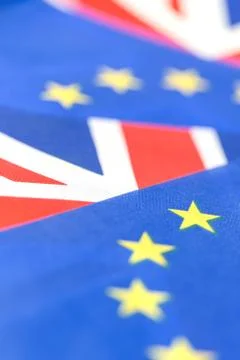 Background of EU and UK flags Stock Photos