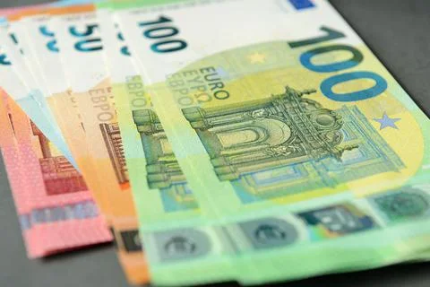 Background with euro banknotes. Stock Photos