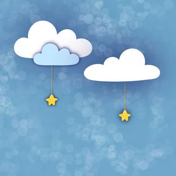 Background with evening sky. Clouds and stars illustration Stock Illustration