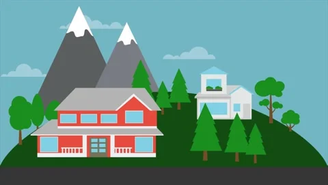 Background explainer, village, hight quality Stock Footage 132226645