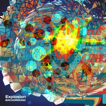 Background of exploding colored spots with highlights with space Stock Illustration
