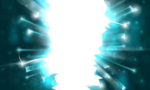 Background for explosive party, bright frame with sparks. Rays of light, bokeh Stock Illustration