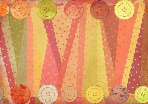 Background with fabric patterns and buttons Stock-Illustration