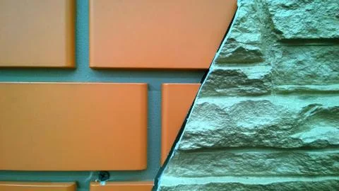 Background of facade panel. Samples combination of basement siding brick Stock Photos