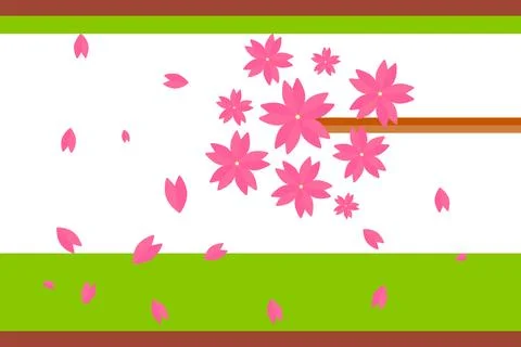 Background of falling cherry blossoms. Vector. Stock Illustration