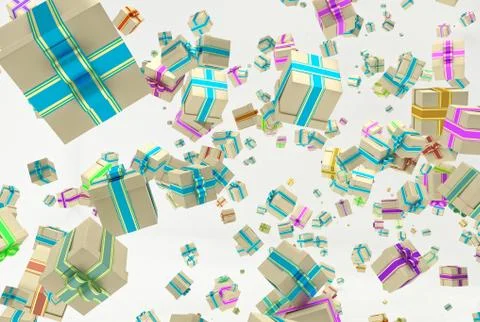 Background with falling presents Stock Illustration