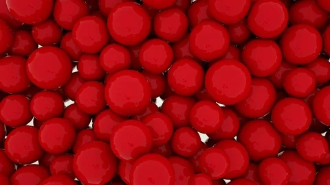 Background of falling red smooth spheres. 3d render Stock Footage 124554409