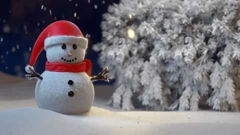 Background with falling snowflakes and snowman. Video stock 255998601