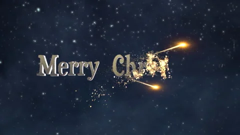 Background with falling snowflakes and Text Merry Christmas. Video stock 212987096
