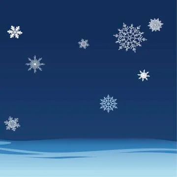 Background of falling snowflakes on the night sky. Winter backdrop  Stock Illustration