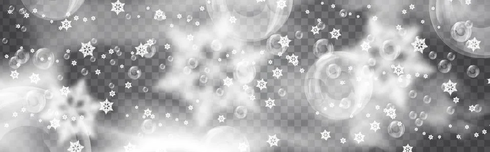 Background with falling snowflakes on a transparent background. realistic bub Stock Illustration
