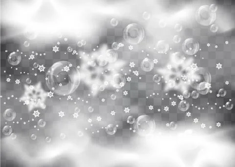 Background with falling snowflakes on a transparent background. realistic bub Stock Illustration