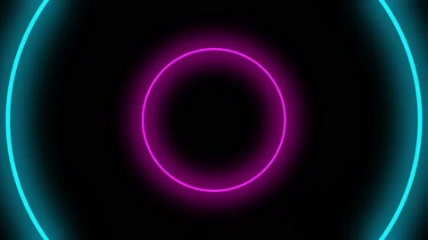 Background of fast moving glowing neon circles Stock Footage 137135887