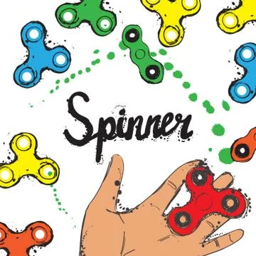 Background with fidget spinner text hand lettering calligraphy Stock Illustration
