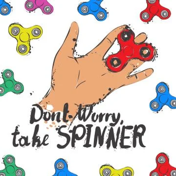 Background with fidget spinner text hand lettering calligraphy Stock Illustration