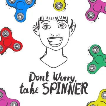 Background with fidget spinner text hand lettering calligraphy Stock Illustration