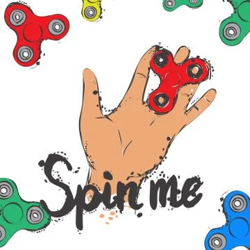Background with fidget spinner text hand lettering calligraphy Stock Illustration