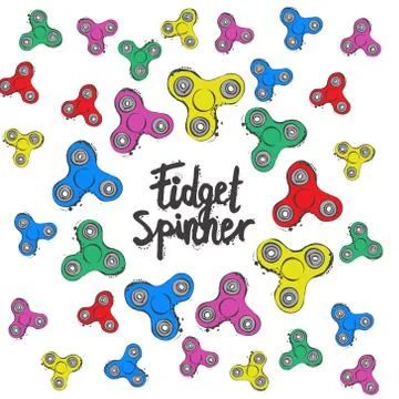 Background with fidget spinner text hand lettering calligraphy Stock Illustration