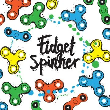 Background with fidget spinner text hand lettering calligraphy Stock Illustration